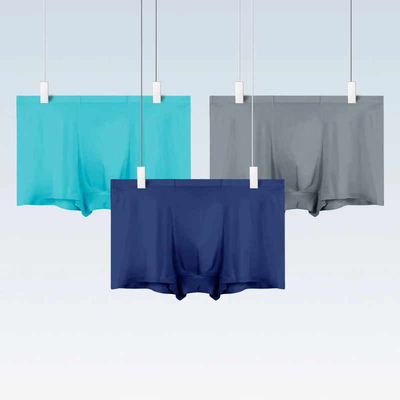 Ropa interior para hombre, venta al por mayor, boxers sin costuras de seda helada, antibacterianos, transpirables, deportivos, finos y cómodos de verano