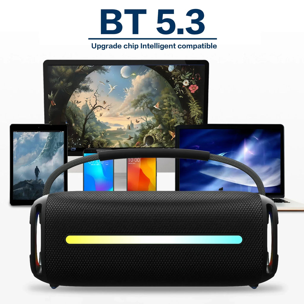 Altavoz inalámbrico portátil Bluetooth 5,3, linterna RGB IPX6, resistente al agua, potente Subwoofer, Audio de alta calidad para exteriores
