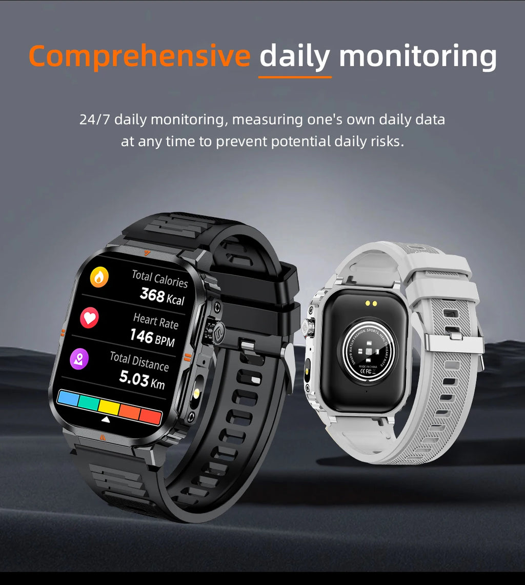 LIGE Reloj Inteligente Militar IP68 Linterna
