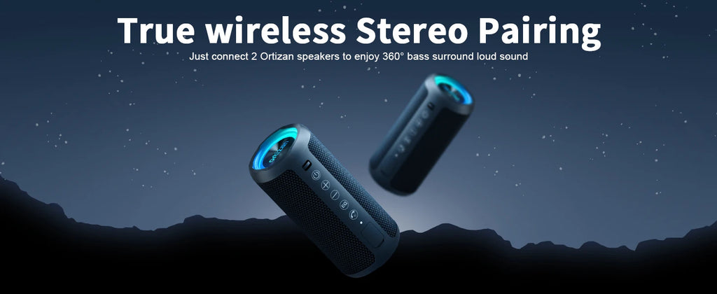 Altavoz Bluetooth Ortizan X10, altavoz portátil de graves mejorado con ranura para tarjeta TF, 30H de reproducción, altavoz resistente al agua IPX7 para acampar