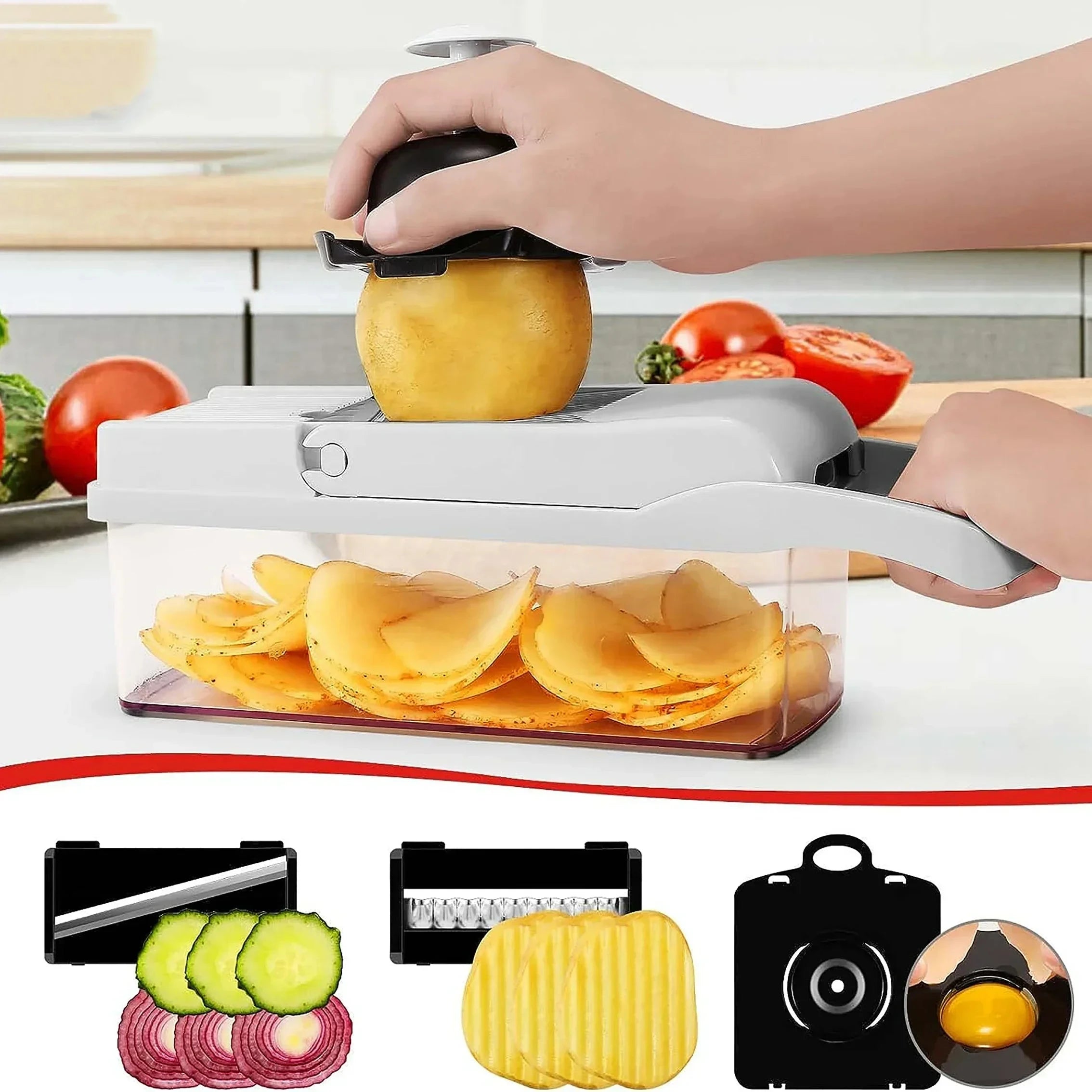 Picadora de verduras multifuncional, cortador de cebolla, ralladores de alimentos, rebanador, Dicer, desmontable, accesorios de cocina, paquete de 15