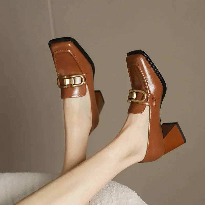 Mocasines Mary Jane de Tacón Cuadrado para Mujer