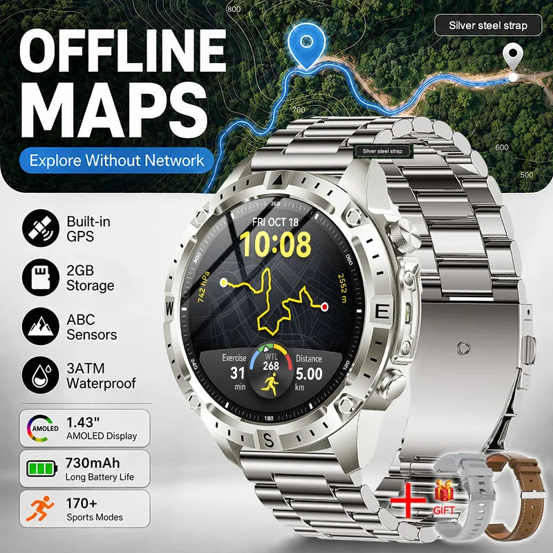 Reloj Inteligente Deportivo con GPS, Mapa Offline y Pantalla AMOLED