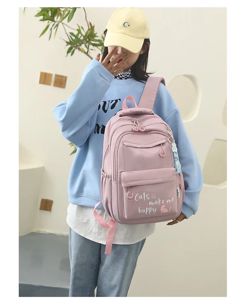 Mochila Escolar Rosa para Niñas y Adolescentes