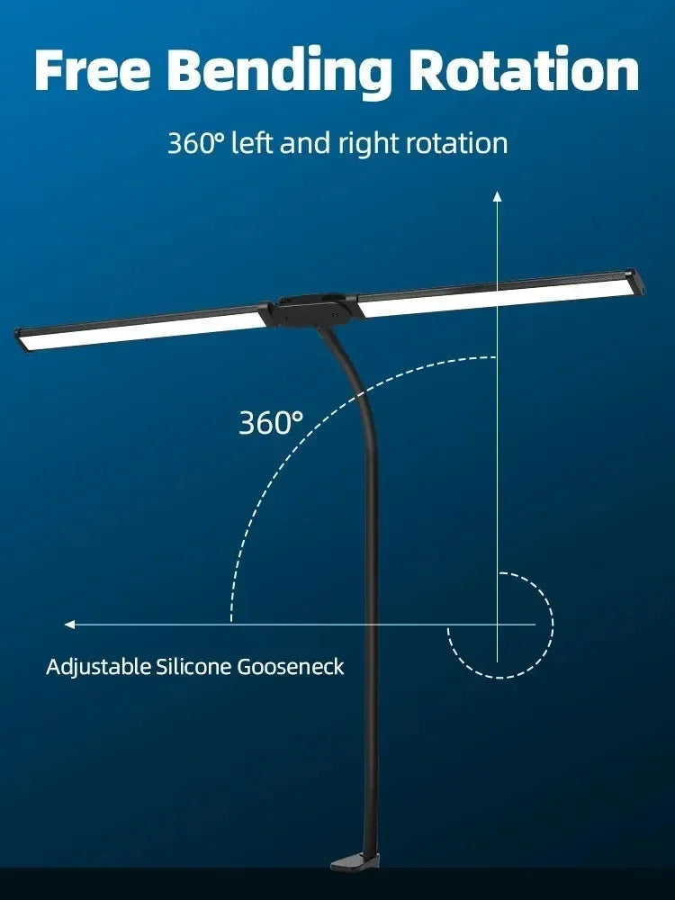 Lámpara de Escritorio LED Doble con Clip y Control Remoto