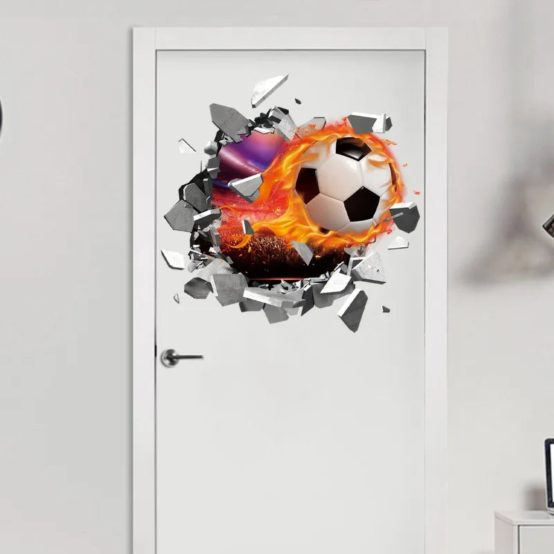 Pegatinas de Pared de Fútbol 3D, Adhesivos Removibles para Habitación de Niños, Decoración de Pared para Dormitorio, Decoración Deportiva Infantil
