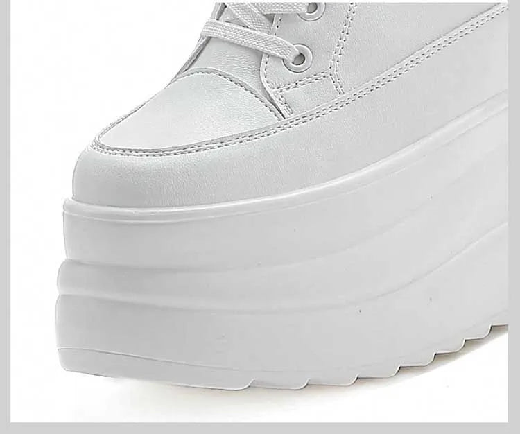 Zapatos deportivos Fujin con plataforma alta de 13 cm, zapatos planos con cuña, zapatillas gruesas, informales, cómodas, de alta gama, para caminar en otoño, 5 pulgadas