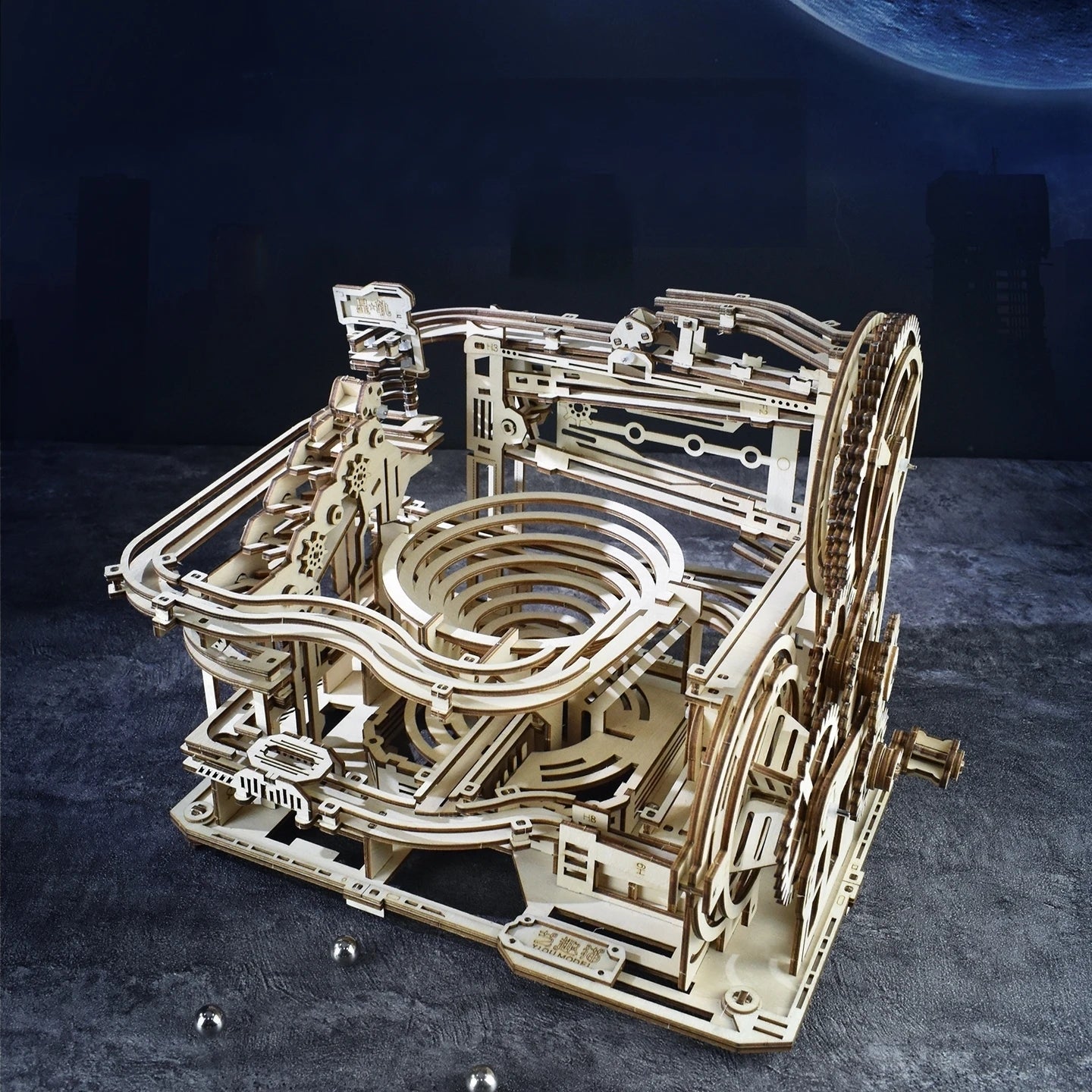 Chriyungel - Juego de Construcción de Madera 3D con Pistas de Canicas, Rompecabezas, Juego de Ingenio con Pistas de Canicas Rodantes, Regalo para Adultos y Adolescentes