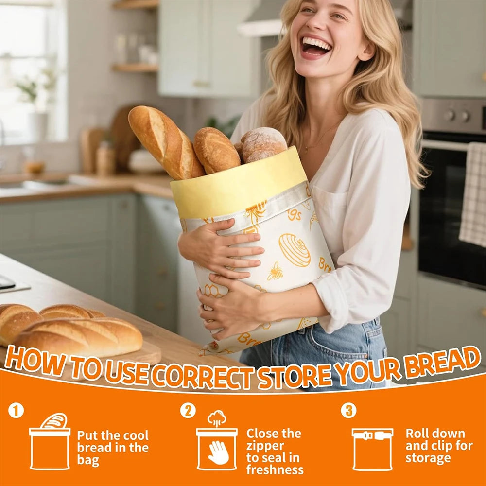 Bolsas Reutilizables para Pan de Cera de Abeja LMETJMA, Bolsas de Almacenamiento de Pan de Lino y Algodón, Herméticas para Mantener la Frescura del Pan Casero