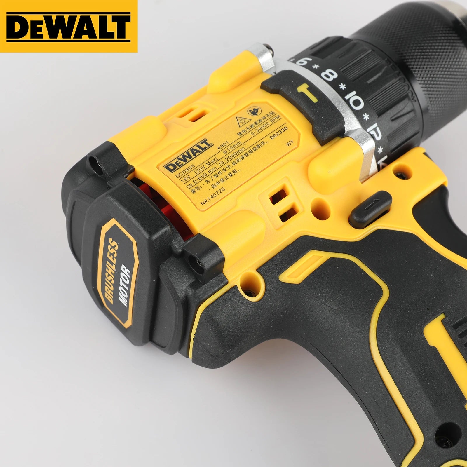 DEWALT DCD805 20V herramientas eléctricas taladro de impacto sin escobillas destornillador eléctrico inalámbrico taladro manual multifunción