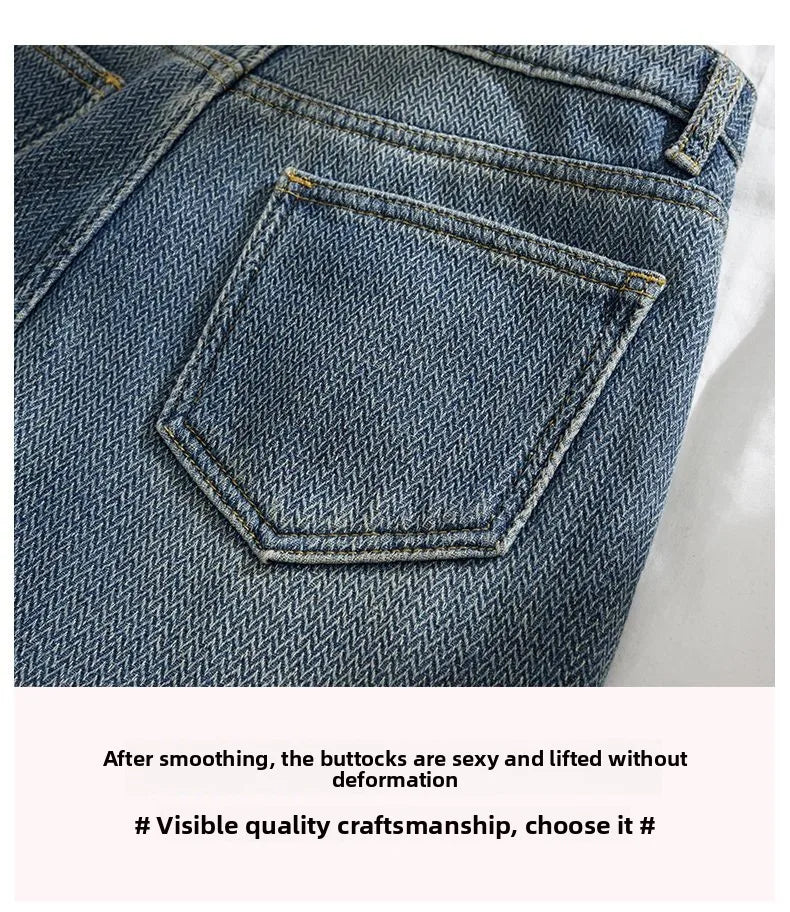 Pantalones Vaqueros de Lana de Pierna Ancha para Mujer
