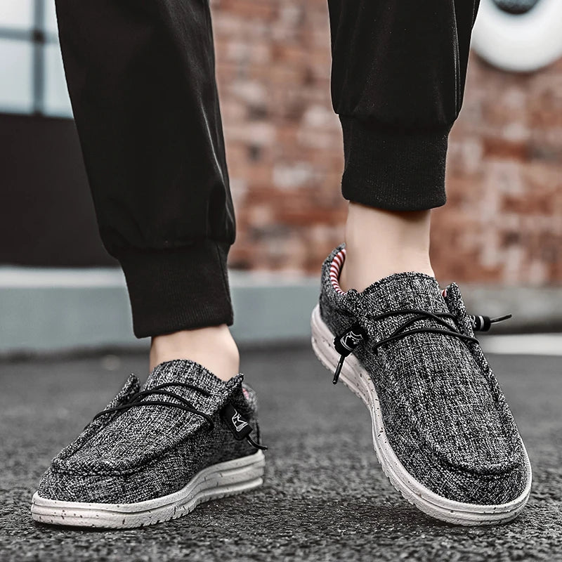 Zapatos informales de marca para hombre, zapatos de lona vaqueros a la moda, zapatos planos transpirables para caminar para hombre, zapatos ligeros de talla grande para exteriores, mocasines