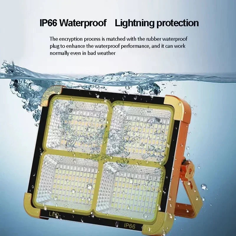 Lámpara de Trabajo Recargable, Reflector LED Solar Portátil con Puerto USB/Magnético/5 Modos de Iluminación, Lámpara de Emergencia para Sitio de Trabajo