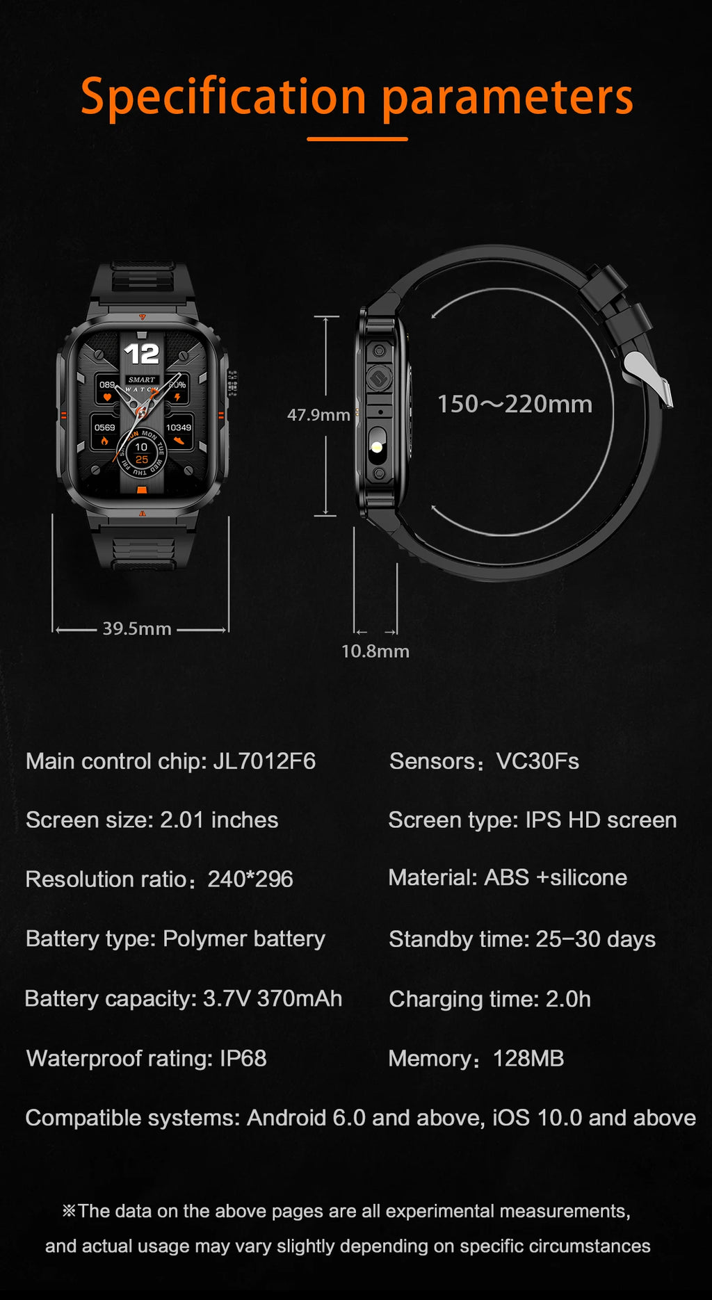 LIGE Reloj Inteligente Militar IP68 Linterna