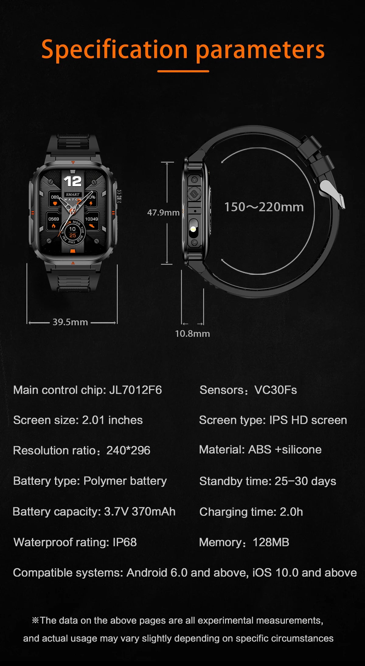 LIGE Reloj Inteligente Militar IP68 Linterna