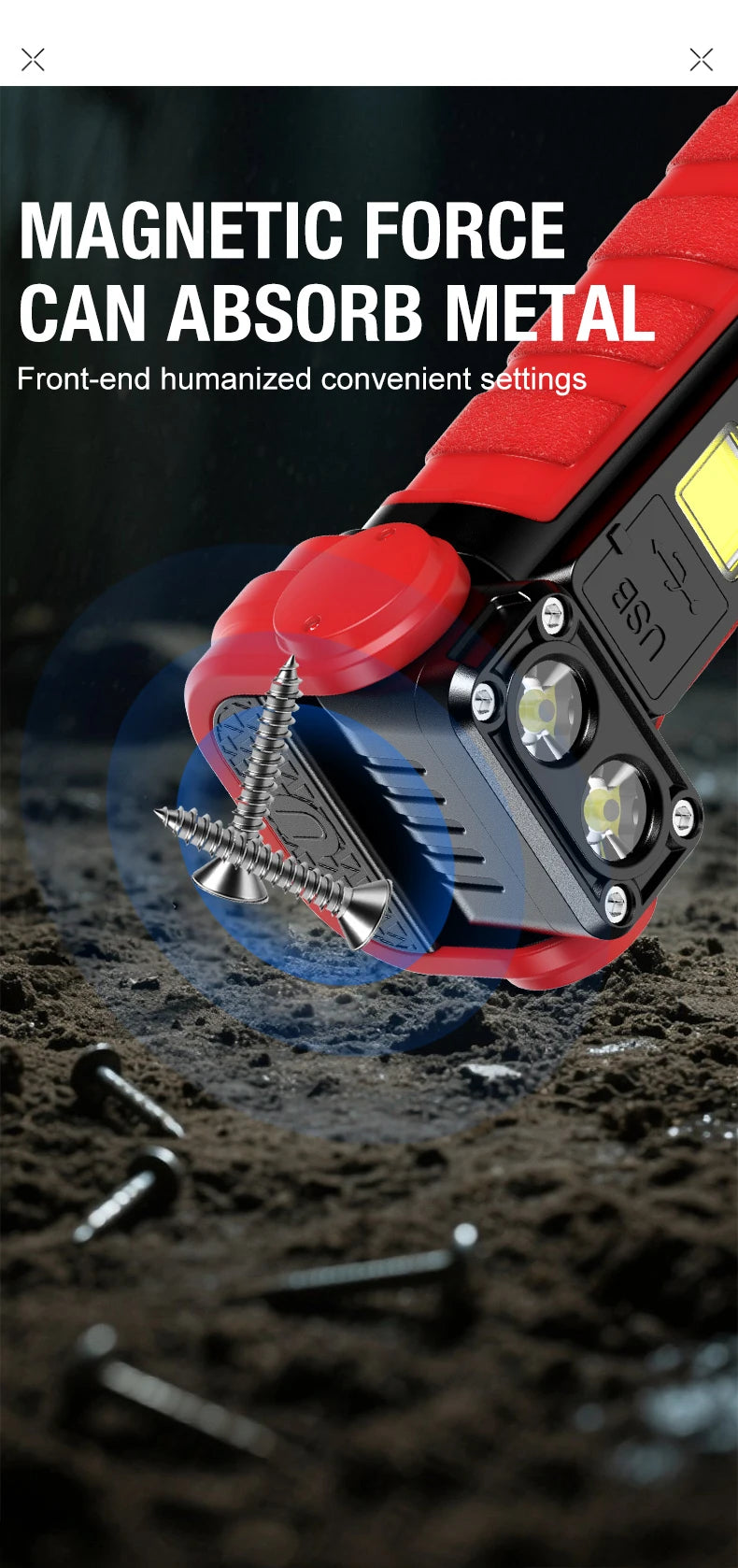Linterna de Bolsillo LED Magnética Mini Llavero Alta Potencia