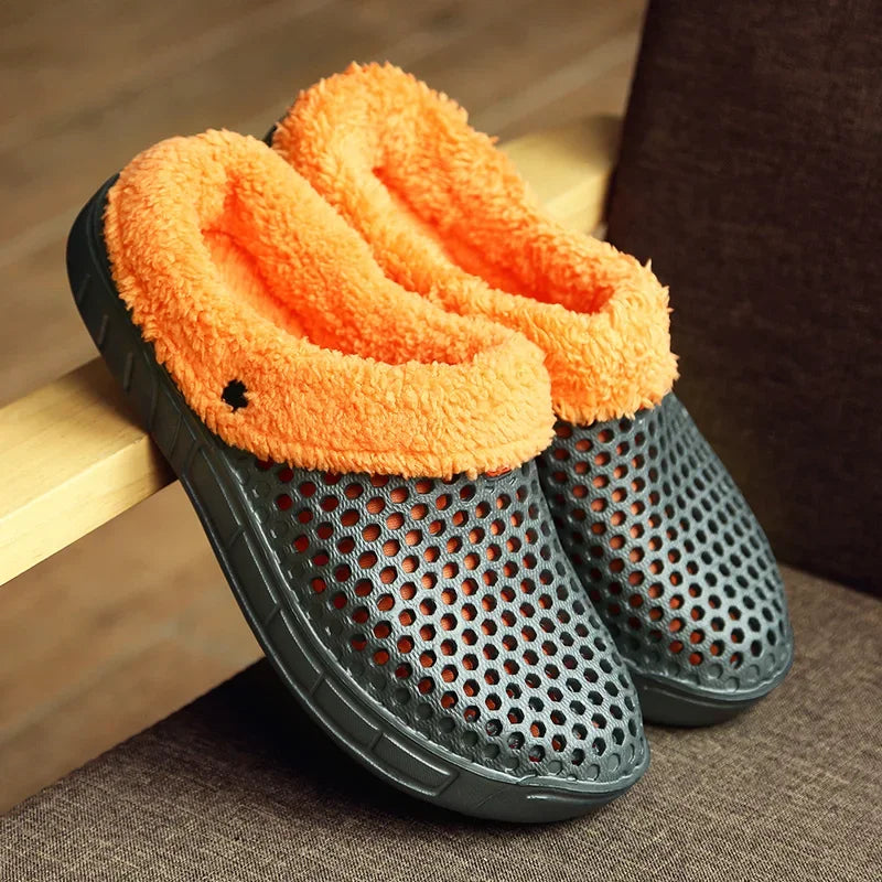 YRZL Zapatillas de invierno para hombre y mujer, zapatos cálidos para interiores, Pantoffels de algodón antideslizantes, zuecos informales, zapatillas de suelo para casa sin cordones para hombre