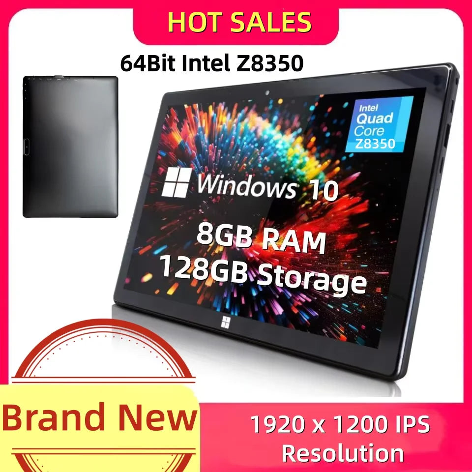 Nueva Tablet PC AR10 de 10.1 Pulgadas con Windows 10, 8GB de RAM, 128GB de ROM, CPU Intel Z8350 de 64 Bits, Pantalla IPS de 1920x1200, Batería de 5000mAh, Ultradelgada