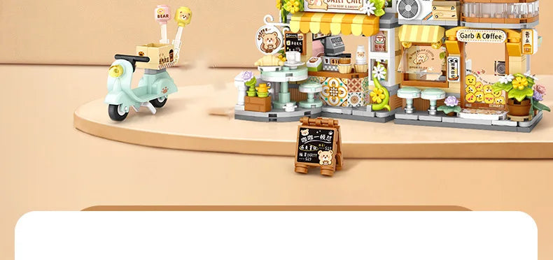 LOZ - Juego de Bloques de Construcción de la Serie Escena Urbana Plegable, Casa de Té Panda, Cafetería, Adorno de Escritorio, Regalo de Cumpleaños para Adultos