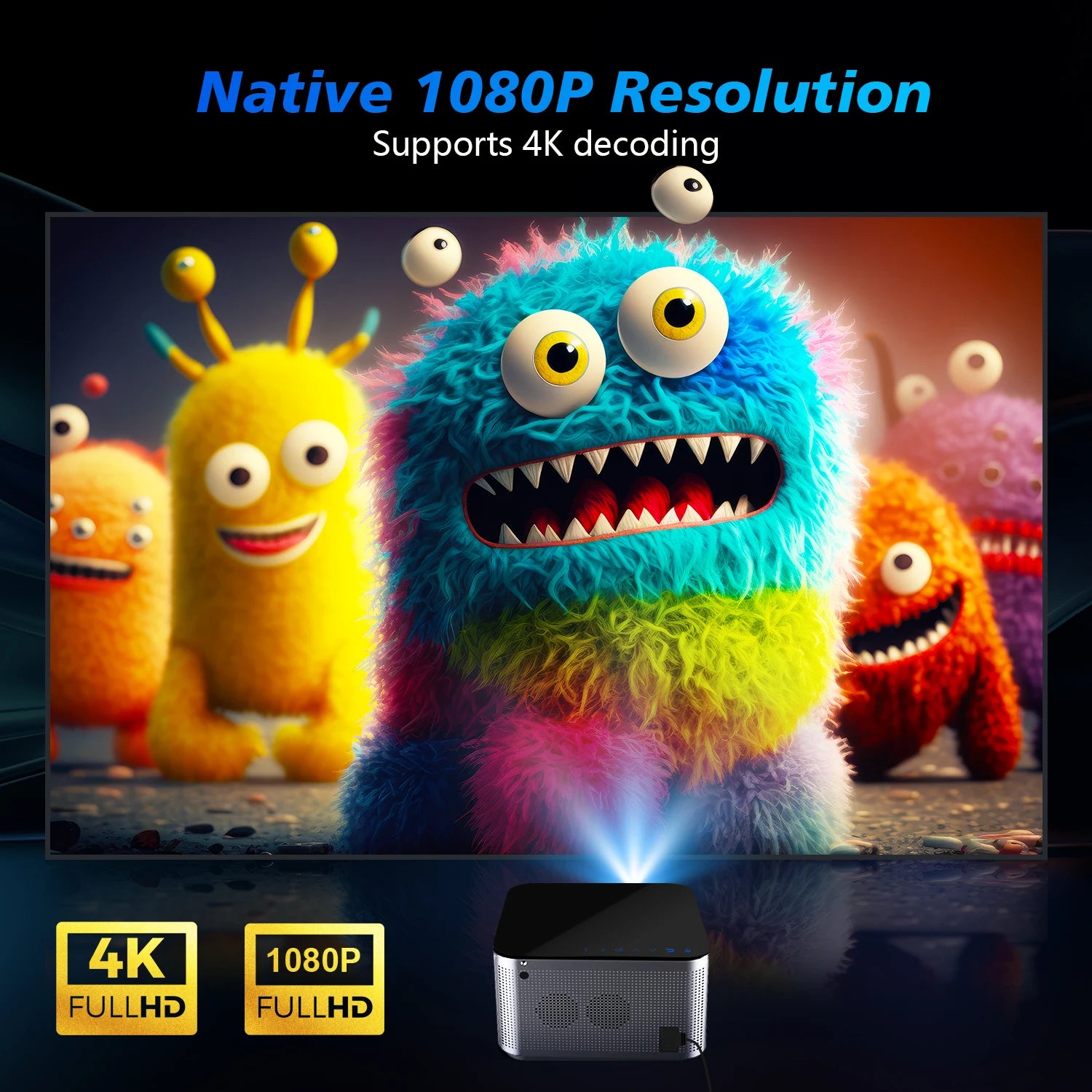 Proyector Magcubic HY350 Pro 580ANSI Android 11 4K 1080P Wifi6 Control de voz Allwinner H713 Enfoque electrónico BT 5,0 cine en casa