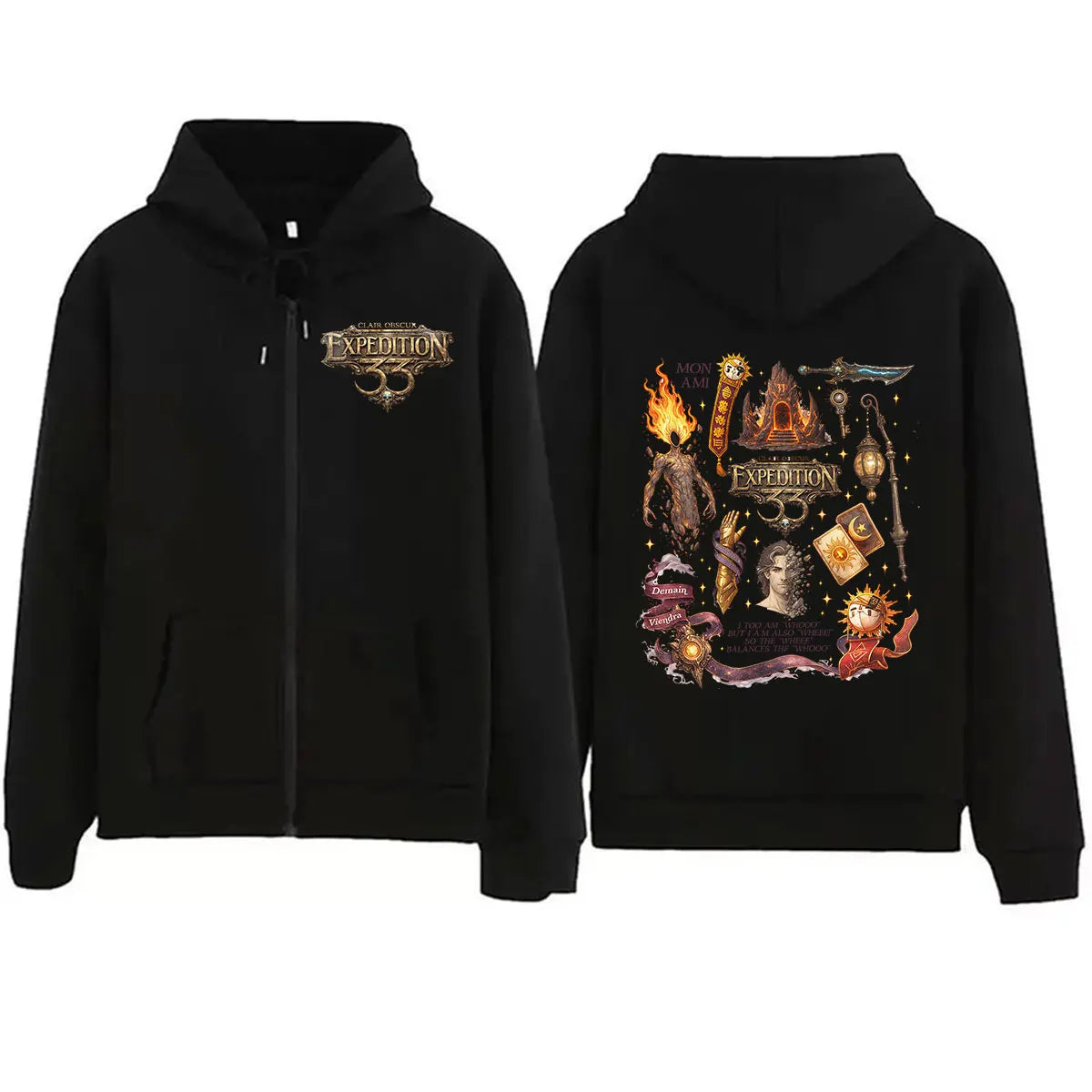 Sudadera Clair Obscur Expedition 33 con Cremallera, Vintage, Unisex