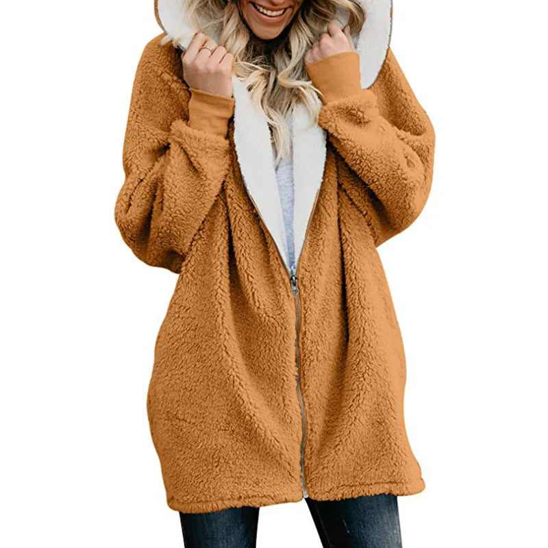 Bella Philosophy-sudaderas con capucha para mujer, suéter largo con cremallera, sudaderas con capucha de manga larga ajustadas, abrigo liso, Otoño e Invierno