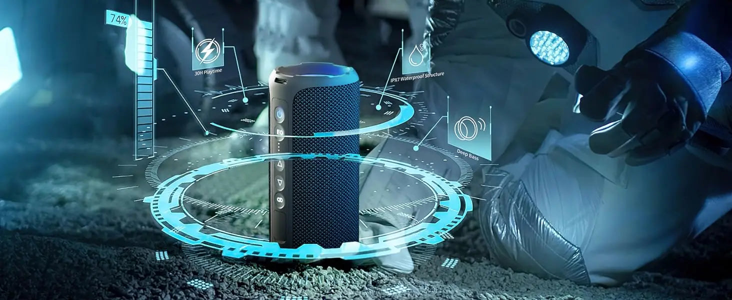 Ortizan X8 Pro, Altavoz Bluetooth portátil impermeable, Luces RGB, Calidad de sonido premium
