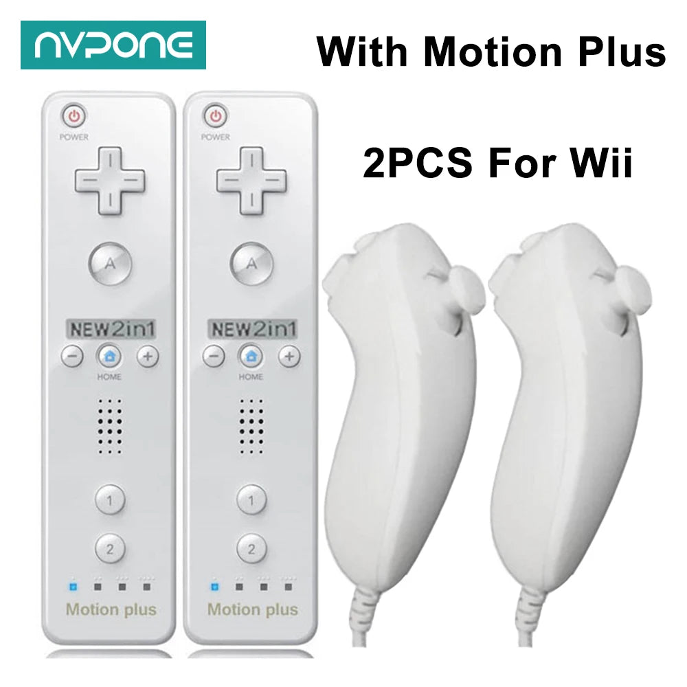 Pack 2 Controles Motion Plus con Nunchuck para Nintendo Wii