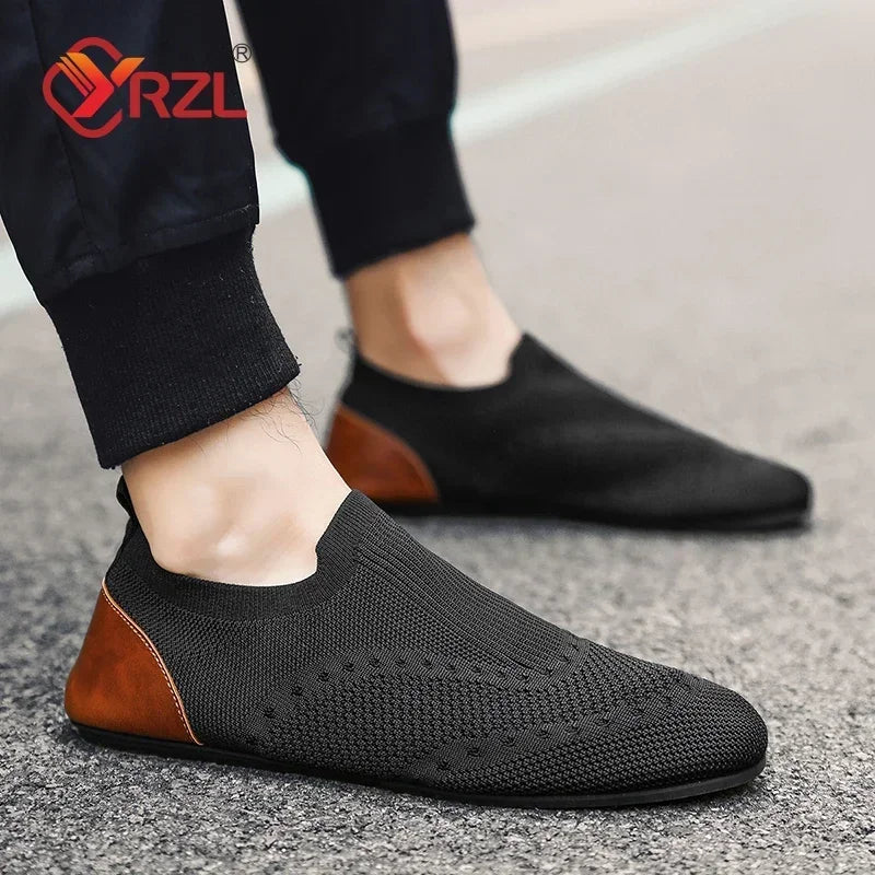 Mocasines YRZL, mocasines suaves para conducir, zapatos planos de alta calidad para caminar para hombre, mocasines informales de malla transpirable, zapatos sin cordones para hombre