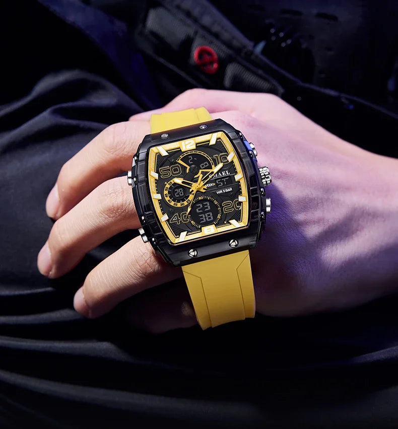 SMAEL 8109 nuevo reloj para hombre, deportivo multifuncional, resistente al agua hasta 50M, pantalla Dual, luz LED nocturna, reloj electrónico para estudiantes de ocio