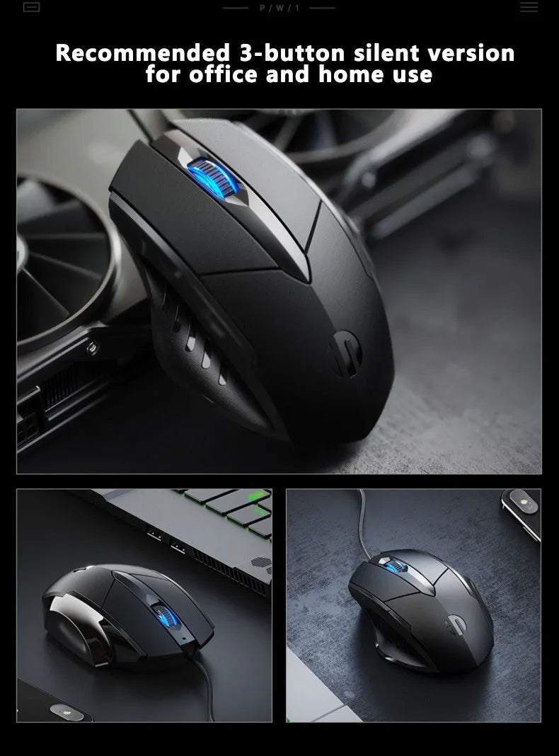 Ratón con cable Inphic W1, ratón para juegos Esports, ratón de oficina silencioso, tres teclas y seis teclas son opcionales