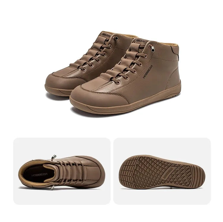 HOBIBEAR Zapatos descalzos de caña media, botines minimalistas con punta ancha Unisex, zapatillas antideslizantes de cuero Artificial para exteriores