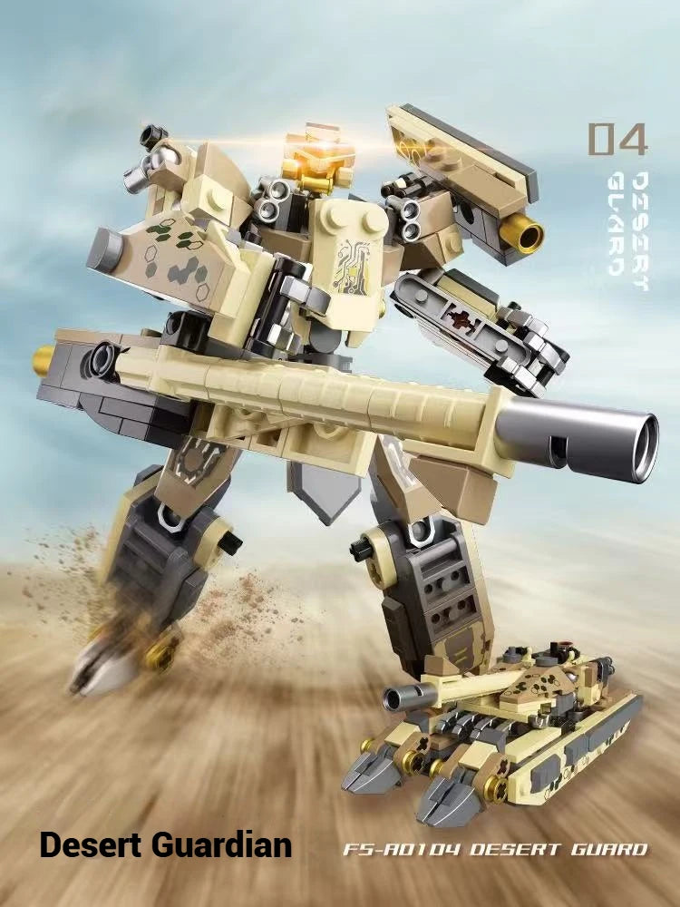 Robot transformador, decoración creativa para el hogar, modelo mecha, conjunto de bloques de construcción de juguete, juguete para regalo de cumpleaños para niños