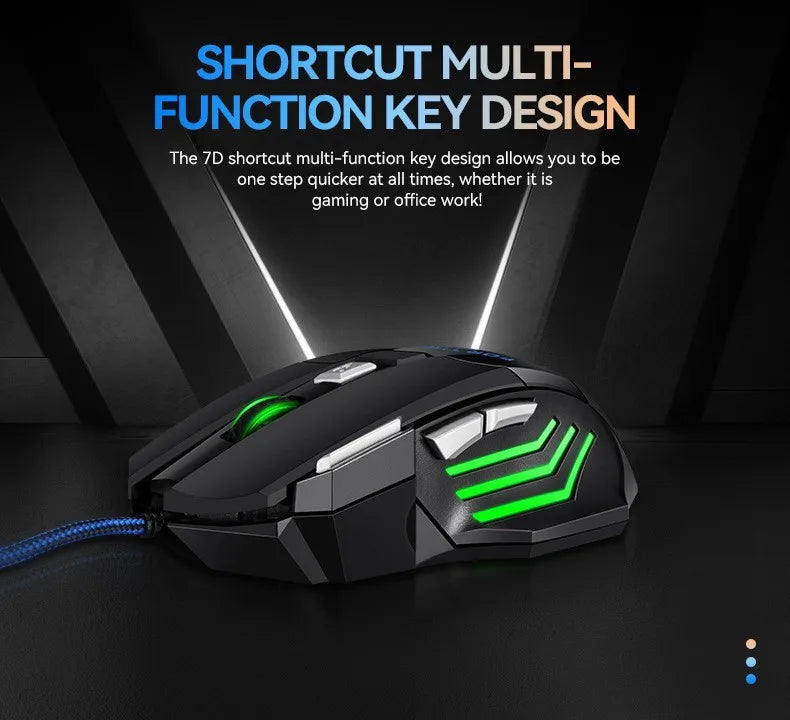 1 unidad, nuevo ratón USB para juegos Hyperspeed, ratón ergonómico retroiluminado RGB para juegos, ratón con cable 7D Esports para ordenador portátil y Gamer