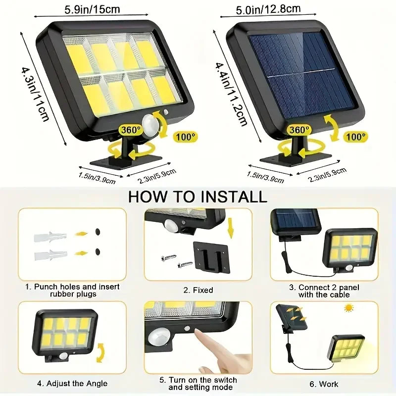Lámpara Solar de Pared Exterior con Sensor de Movimiento 3 Modos