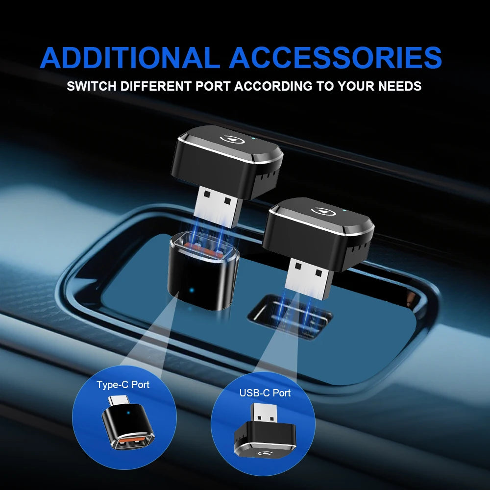 Adaptador Inalámbrico CarPlay y Android Auto 5G WiFi USB para Auto