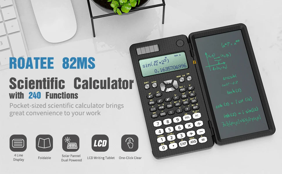 Mini calculadora científica con tableta de escritura, calculadoras, Bloc de notas, notas, electrónica de oficina, suministros escolares 991es Ms EX 82ms, nuevo