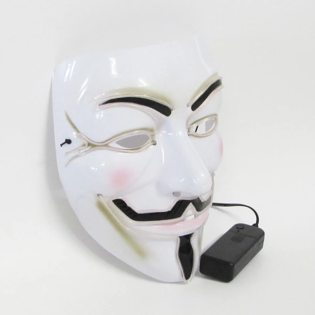 Máscara LED de Vendetta para Halloween, Discoteca, Carnaval, Fiesta, Decoración, Cosplay, Máscara Brillante de Guy Fawkes