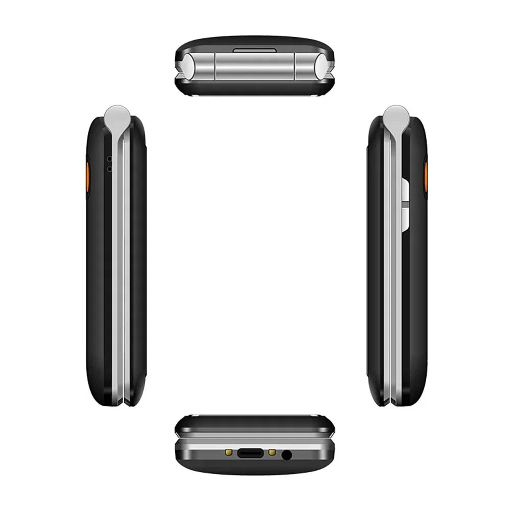 UNIWA V202T teléfono abatible pantalla Dual botón grande tarjetas SIM duales red 4G soporte para teléfono móvil base de carga para personas mayores