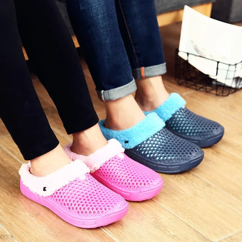YRZL Zapatillas de invierno para hombre y mujer, zapatos cálidos para interiores, Pantoffels de algodón antideslizantes, zuecos informales, zapatillas de suelo para casa sin cordones para hombre