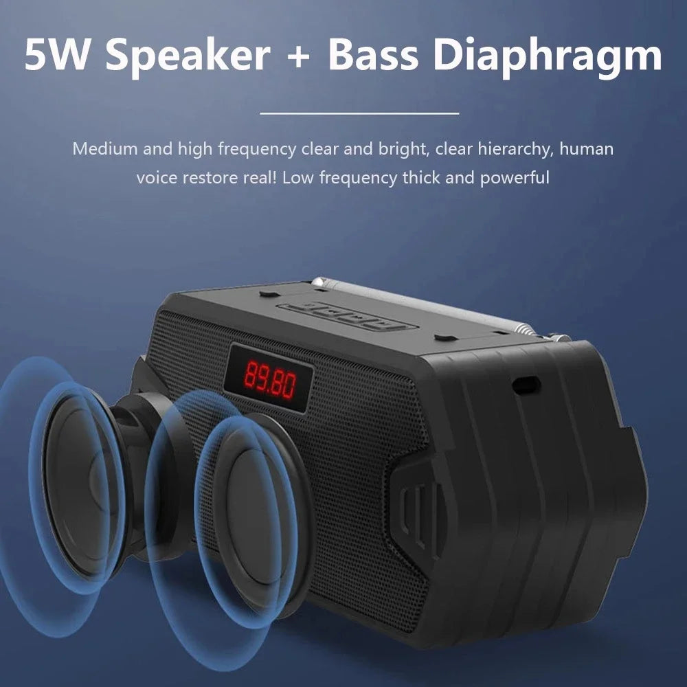 Receptor de Radio FM para exteriores, altavoz inalámbrico Aux portátil con Bluetooth, Subwoofer, caja de sonido de música, Bluetooth de alta fidelidad para el hogar y el coche