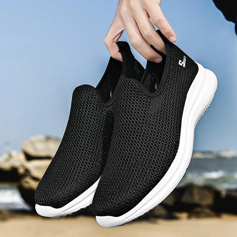YRZL Zapatillas de deporte para hombre, zapatos informales transpirables Unisex, mocasines de malla antideslizantes para exteriores, zapatos de tenis ligeros a la moda para hombre