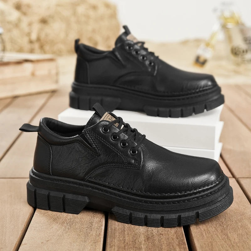 Zapatos informales para hombre, calzado cómodo para trabajo hecho a mano en las cuatro estaciones, zapatos de trabajo al aire libre, moda Joker, zapatos de marea juvenil, zapatos de cuero para fiesta de negocios
