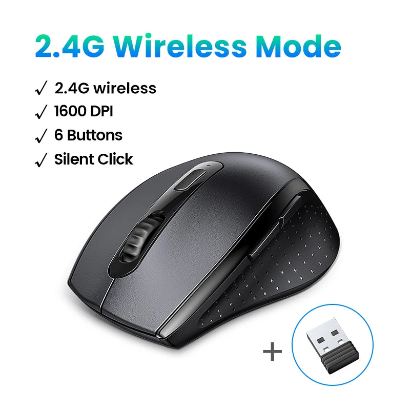 Mouse inalámbrico UGREEN silencioso 1600DPI con receptor USB 2.4GHz