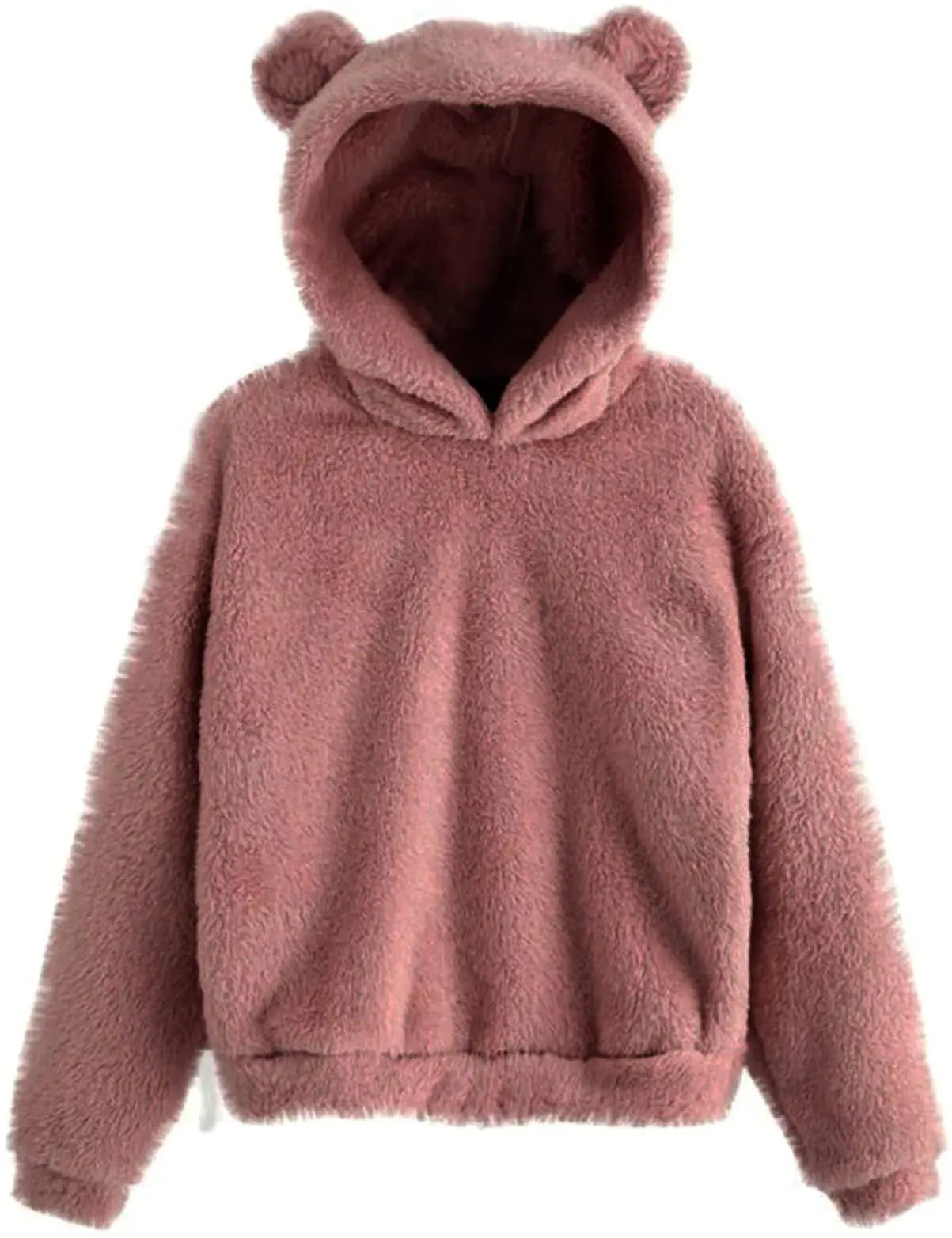 Otoño Invierno mujer manga larga suéter sudaderas con capucha Casual cómodo Color sólido pequeño oso sombrero abrigo prendas de vestir femeninas sueltas