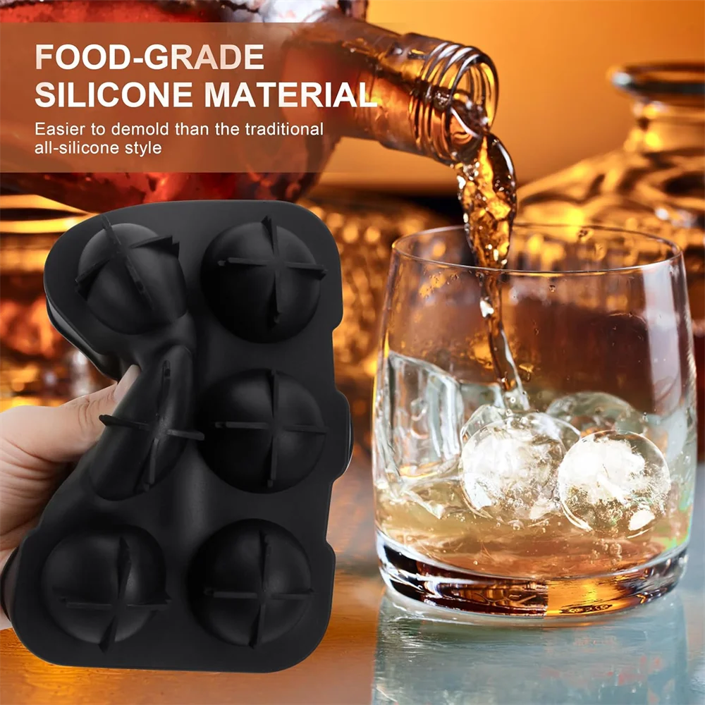 Moldes para hielo, moldes y bandejas para hielo de silicona, máquina para hacer hielo de gran tamaño en forma de esferas y cubos, perfecta para cócteles, whisky
