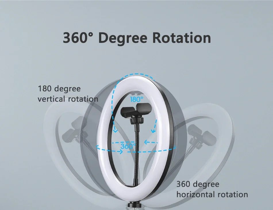 Luz de Video de 26CM, Anillo de Luz LED Regulable para Selfies, Lámpara de Anillo USB con Soporte de Trípode Opcional para Grabación de Video y Maquillaje