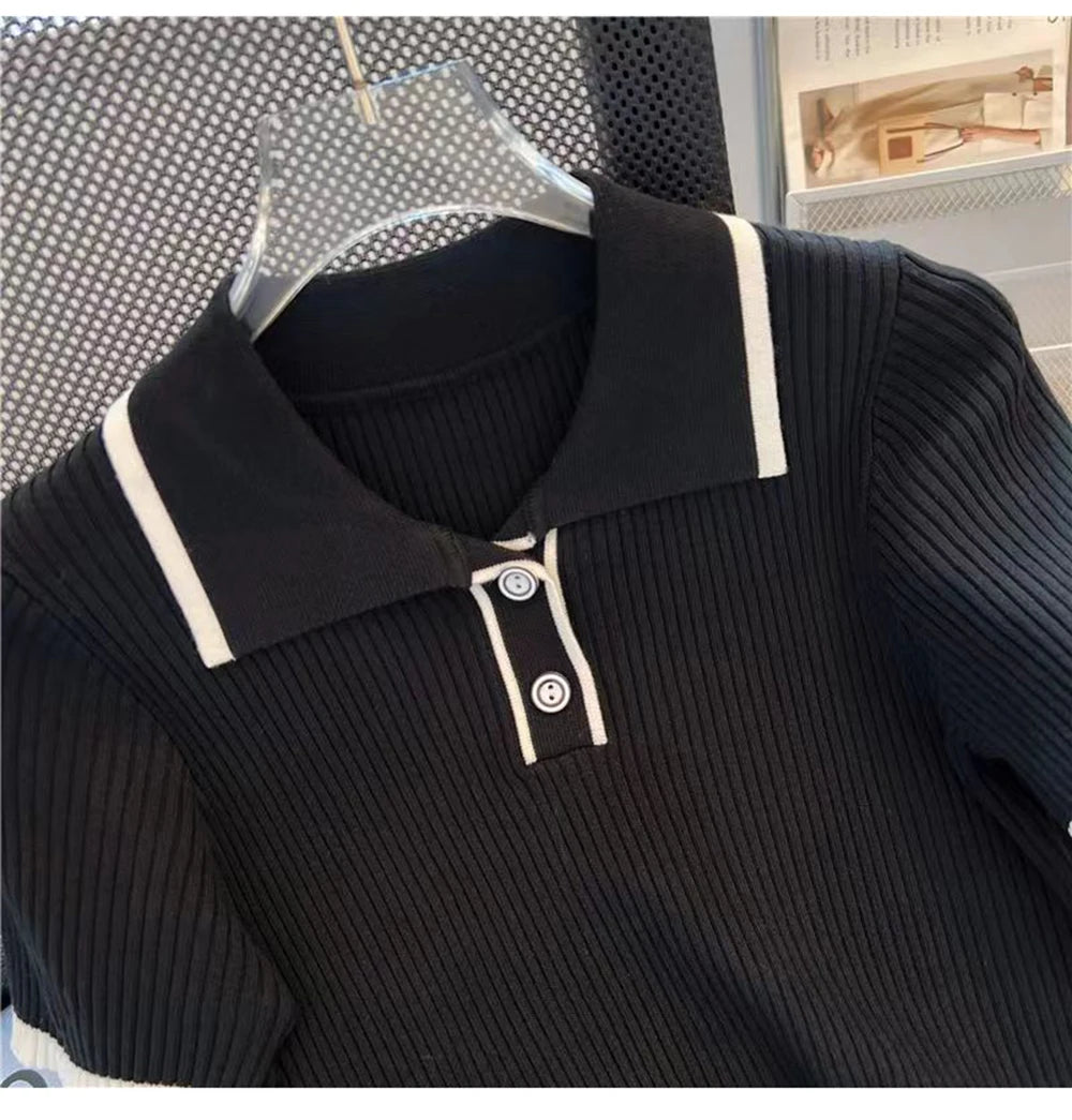 Camiseta de Punto Seda Helada para Mujer, Manga Corta