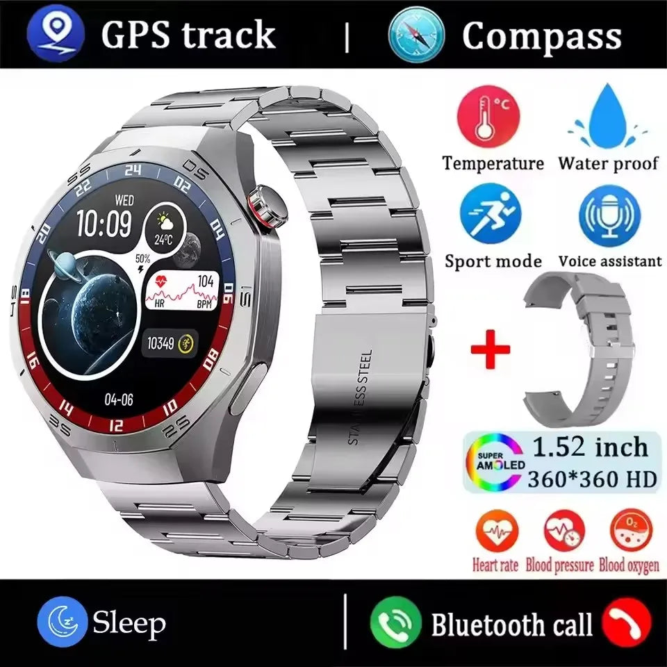 2025 nuevo reloj inteligente para hombres pantalla AMOLED GPS trayectoria de movimiento ritmo cardíaco llamadas Bluetooth SmartWatch impermeable
