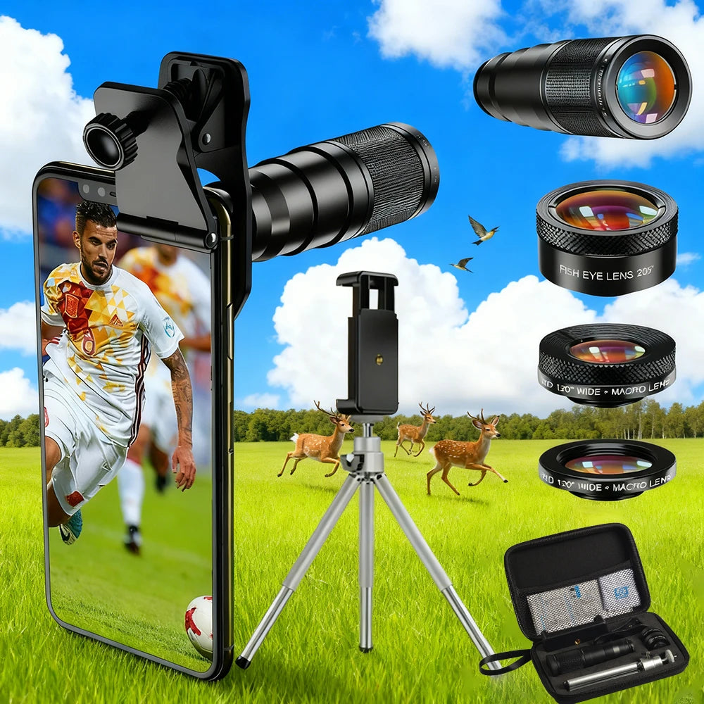 Kit Lentes 4 en 1 con Telescopio 22X para Teléfono APEXEL